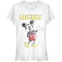 【送料無料】 ディズニー レディース Tシャツ トップス Disney's Mickey Mouse Sketch Juniors' Graphic Tee White(4)