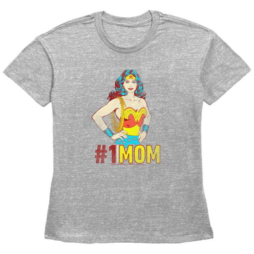 【送料無料】 ライセンス キャラクター レディース Tシャツ トップス Women's Wonder Woman #1 MOM Basic Fit Graphic Tee Heather Gray 【送料無料】 ライセンス キャラクター レディース Tシャツ トップス Women's Wonder Woman #1 MOM Basic Fit Graphic Tee Heather Gray