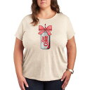 【送料無料】 ライセンス キャラクター レディース Tシャツ トップス Plus Size Diet Coke Can Bow Graphic Tee Beige