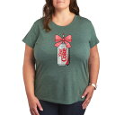 【送料無料】 ライセンス キャラクター レディース Tシャツ トップス Plus Size Diet Coke Can Bow Graphic Tee Heather Green
