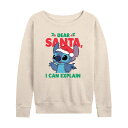 【送料無料】 ディズニー レディース Tシャツ トップス Disney's Lilo & Stitch Women's Dear Santa Lightweight French Terry Sweatshirt Beige