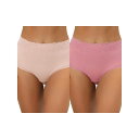 【送料無料】 アレグラ ケー レディース パンツ アンダーウェア 2 Packs Women's High Waist Underwear Tummy Control Comfortable Lace Trim Ribbed Panties Muti-color Pink Beige Pink(4)