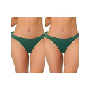 【送料無料】 アレグラ ケー レディース パンツ アンダーウェア 2 Packs Women's Unlined Underwear Satin Invisible Bikini Comfortable No-show Thongs Dark Green