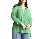 【送料無料】 エロクイ レディース Tシャツ トップス Eloquii Women's Plus Size Mandarin Collar Tunic Kelly