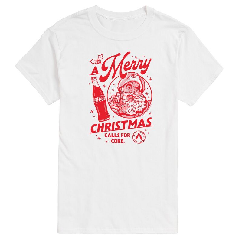 アニメキャラクター メンズ トップス Tシャツ グラフィック Licensed Character Men's Coca-Cola Merry Christmas Calls For Coke Graphic Tee White ホワイト(4)