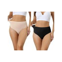 【送料無料】 アレグラ ケー レディース パンツ アンダーウェア 2 Packs Women's Hign Waist G-string Thongs Tummy Control Stretch Panties T-back Undepants Black Beige(4)