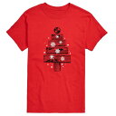 【送料無料】 ライセンス キャラクター メンズ Tシャツ トップス Men's Wood Planks Christmas Tree Graphic Tee Red