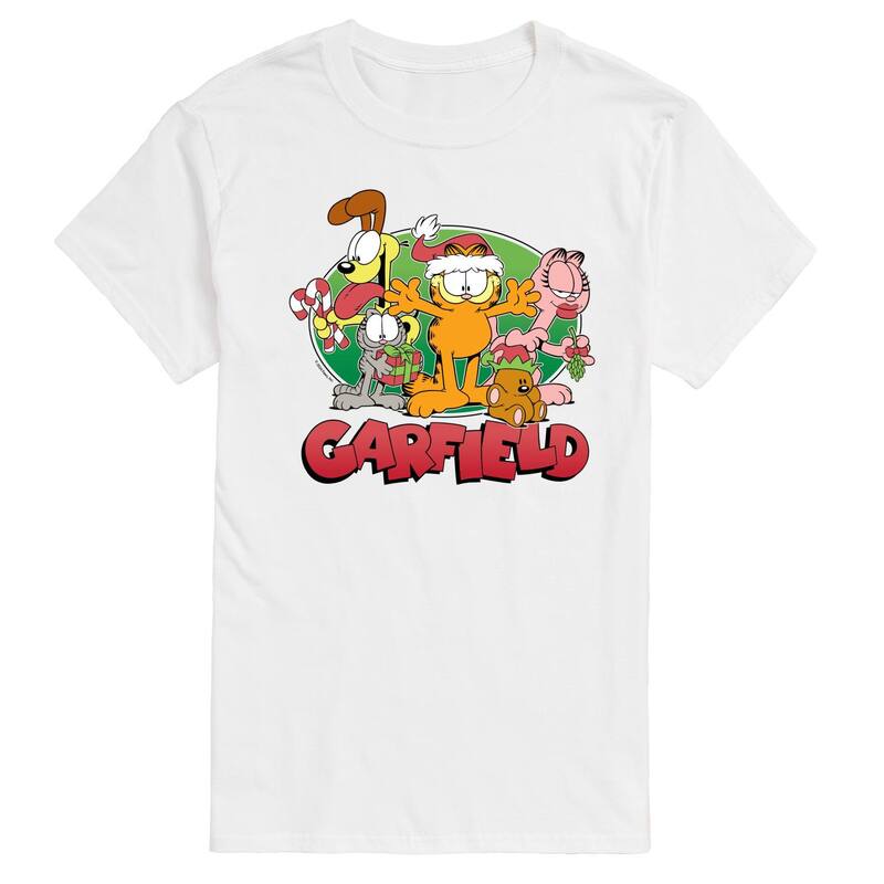 楽天ReVida 楽天市場店【送料無料】 ライセンス キャラクター メンズ Tシャツ トップス Big & Tall Garfield Christmas Group Graphic Tee White
