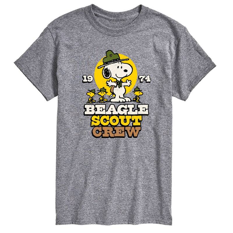 【送料無料】 ライセンス キャラクター メンズ Tシャツ トップス Big & Tall Peanuts Beagle Scouts Crew Graphic Tee Heather Gray