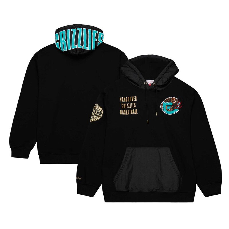 【送料無料】 ミッチェル&ネス メンズ Tシャツ トップス Men's Mitchell & Ness Black Vancouver Grizzlies Hardwood Classics Team OG 2.0 Vintage Logo Fleece Pullover Hoodie Nba Black