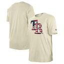 【送料無料】 ニューエラ メンズ Tシャツ トップス Men's New Era Cream Tampa Bay Rays 4th of July Flag Fill T-Shirt Ray Beige