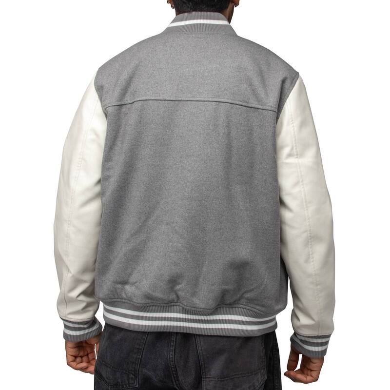 【送料無料】 エックスレイ メンズ ジャケット・ブルゾン アウター Men's Xray Wool Blend Varsity Bomber Jacket with Faux Leather Sleeves Black Black