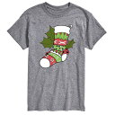 【送料無料】 ライセンス キャラクター メンズ Tシャツ トップス Big & Tall Fair Isle Tool Stocking Graphic Tee Heather Gray
