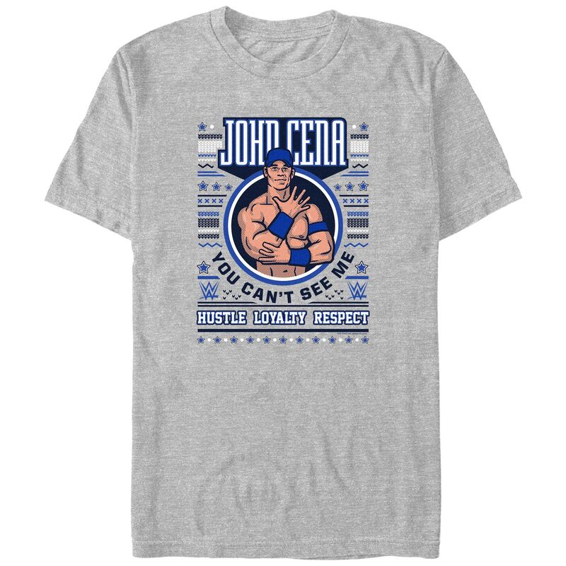 楽天ReVida 楽天市場店【送料無料】 ライセンス キャラクター メンズ Tシャツ トップス Big & Tall WWE John Cena Christmas Sweater Graphic Tee Athletic Heather
