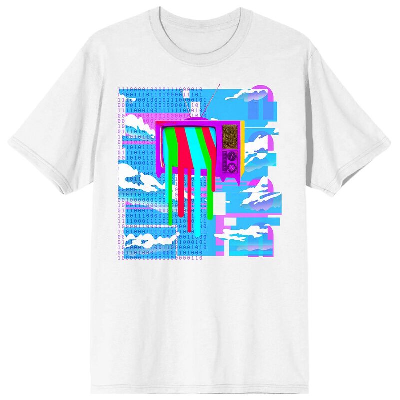 楽天ReVida 楽天市場店【送料無料】 ライセンス キャラクター メンズ Tシャツ トップス Men's K Tech Y2K TV Screen Glitch Tee White