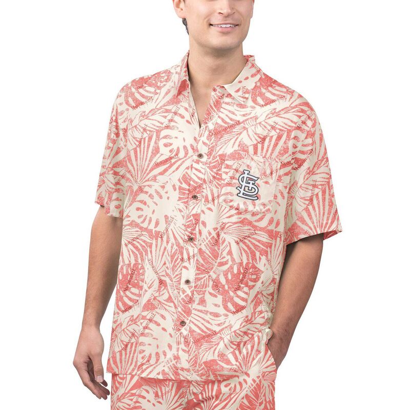 ReVida ŷԾŹ㤨̵֡ ޥ륬꡼ӥ  T ȥåץ Men's Margaritaville Red St. Louis Cardinals Monstera Print Party Button-Up Shirt Crd RedפβǤʤ20,980ߤˤʤޤ