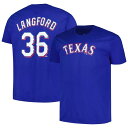 【送料無料】 プロファイル メンズ Tシャツ トップス Men's Profile Wyatt Langford Royal Texas Rangers Name & Number T-Shirt Rgr Blue