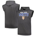 【送料無料】 プロファイル メンズ Tシャツ トップス Men's Profile Heather Charcoal New York Mets Big & Tall Muscle Sleeveless Pullover Hoodie Met Charco