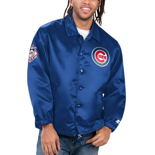 【送料無料】 スターター メンズ ジャケット・ブルゾン アウター Men's Starter Royal Chicago Cubs Option Route Satin Full-Snap Jacket Cub Blue 【送料無料】 スターター メンズ ジャケット・ブルゾン アウター Men's Starter Royal Chicago Cubs Option Route Satin Full-Snap Jacket Cub Blue