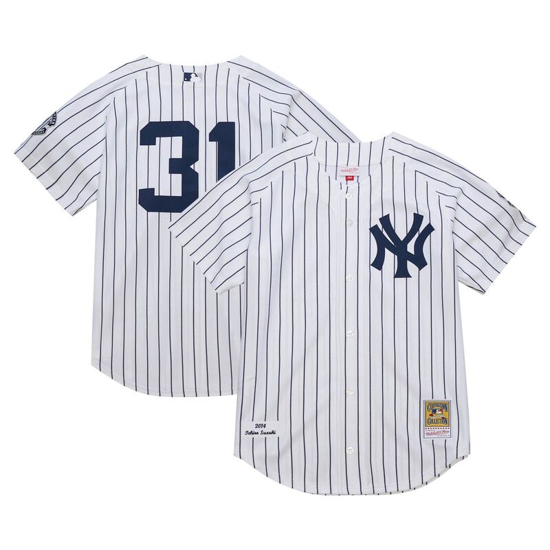 【送料無料】 ミッチェル&ネス メンズ Tシャツ トップス Men's Mitchell & Ness Ichiro Suzuki White New York Yankees 2014 Cooperstown Collection Authentic Throwback Jersey Ynk White