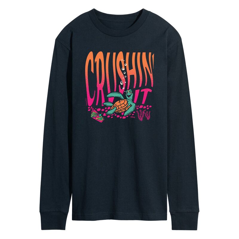 【送料無料】 ディズニー ピクサー メンズ Tシャツ トップス Disney / Pixar’s Finding Nemo Crush Men's Crushin' It Long Sleeve Graphic Tee Navy