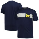 【送料無料】 プロファイル メンズ Tシャツ トップス Men's Profile Navy Michigan Wolverines Big & Tall Color Stripe T-Shirt Mic Navy