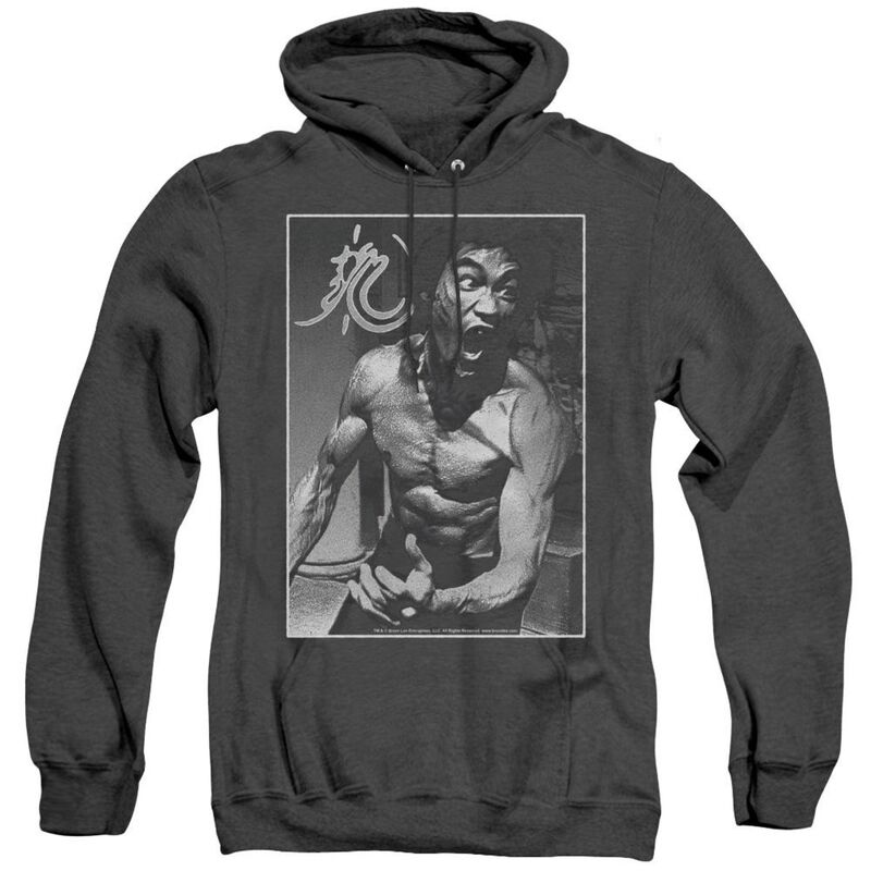 【送料無料】 ライセンス キャラクター メンズ ニット・セーター アウター Bruce Lee Focused Rage Adult Heather Hoodie Black