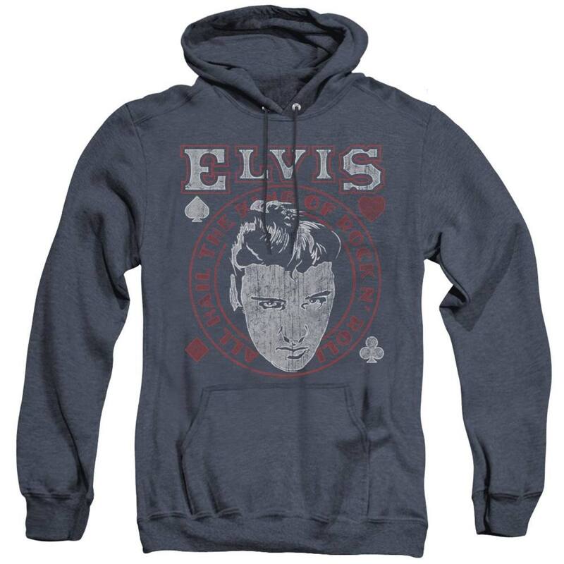 アニメキャラクター メンズ アウター ニット・セーター パーカー Licensed Character Elvis Presley Hail The King Adult Heather Hood..
