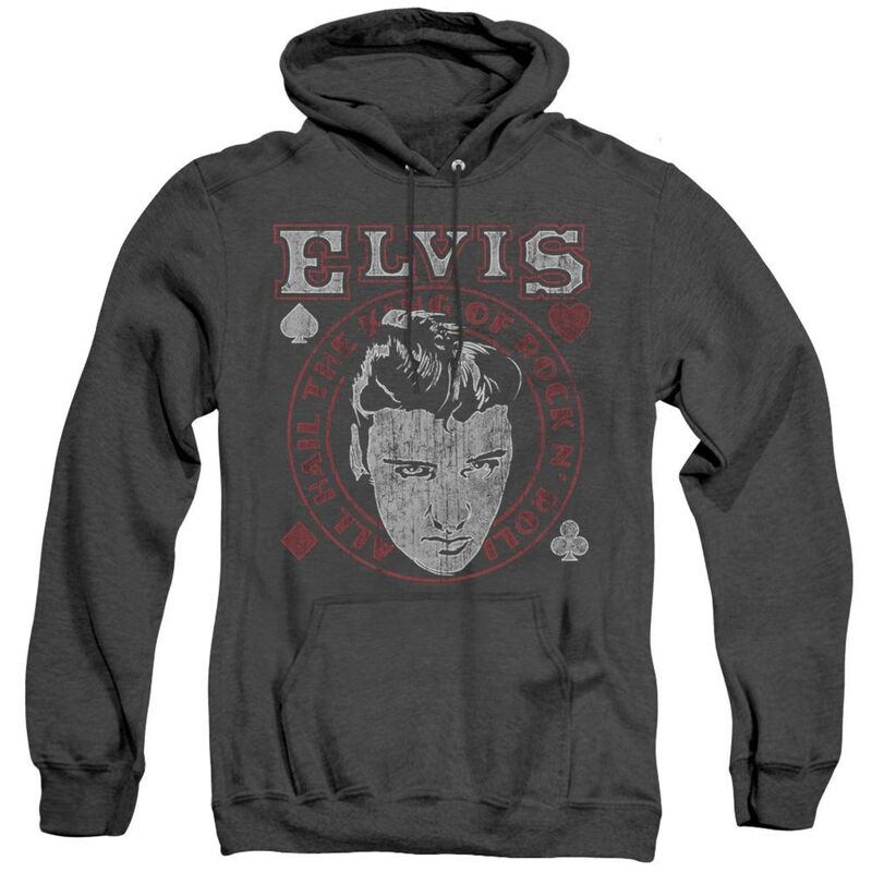 【送料無料】 ライセンス キャラクター メンズ ニット・セーター アウター Elvis Presley Hail The King Adult Heather Hoodie Black