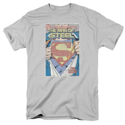 【送料無料】 ライセンス キャラクター メンズ Tシャツ トップス Superman Man Of Steel Cover Short Sleeve Adult T-shirt Silver 【送料無料】 ライセンス キャラクター メンズ Tシャツ トップス Superman Man Of Steel Cover Short Sleeve Adult T-shirt Silver