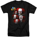 【送料無料】 ライセンス キャラクター メンズ Tシャツ トップス It Many Faces Of Pennywise Short Sleeve Adult Tall T-shirt Black