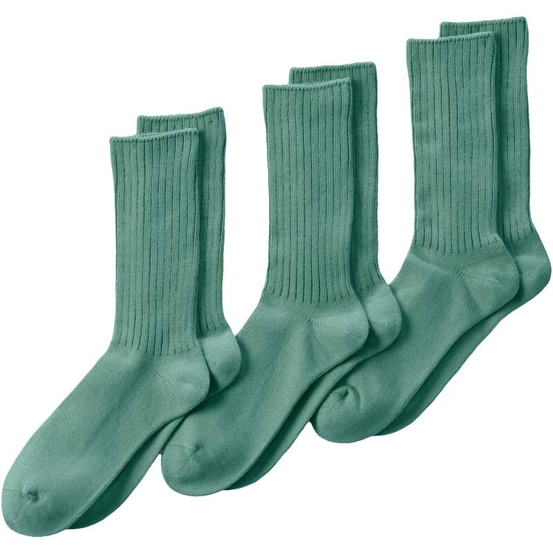 ̵ 󥺥    Men's Lands' End Crew Socks 3-Pack Washed...