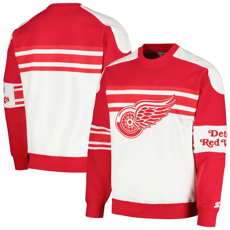 ̵   T ȥåץ Men's Starter White Detroit Red Wings Defen...
