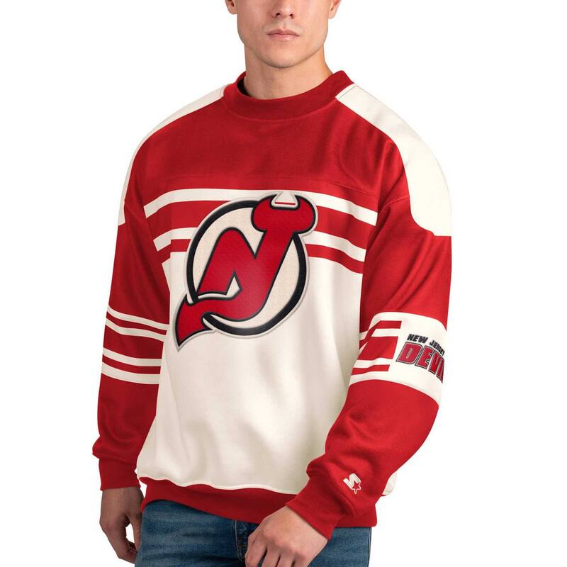 ̵   T ȥåץ Men's Starter White New Jersey Devils Defen...