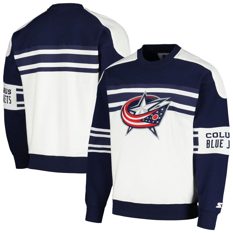 ̵   T ȥåץ Men's Starter White Columbus Blue Jackets D...