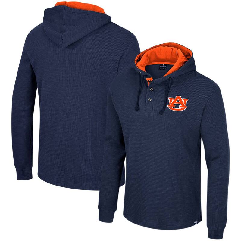 【送料無料】 コロシアム メンズ Tシャツ トップス Men's Colosseum Navy Auburn Tigers Affirmative Thermal Hoodie Long Sleeve T-Shirt Aub Navy