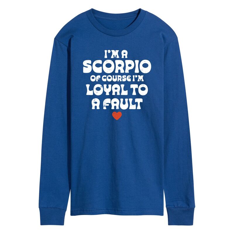 【送料無料】 ライセンス キャラクター メンズ Tシャツ トップス Men's I'm A Scorpio Loyal To A Fault Long Sleeve Graphic Tee Blue