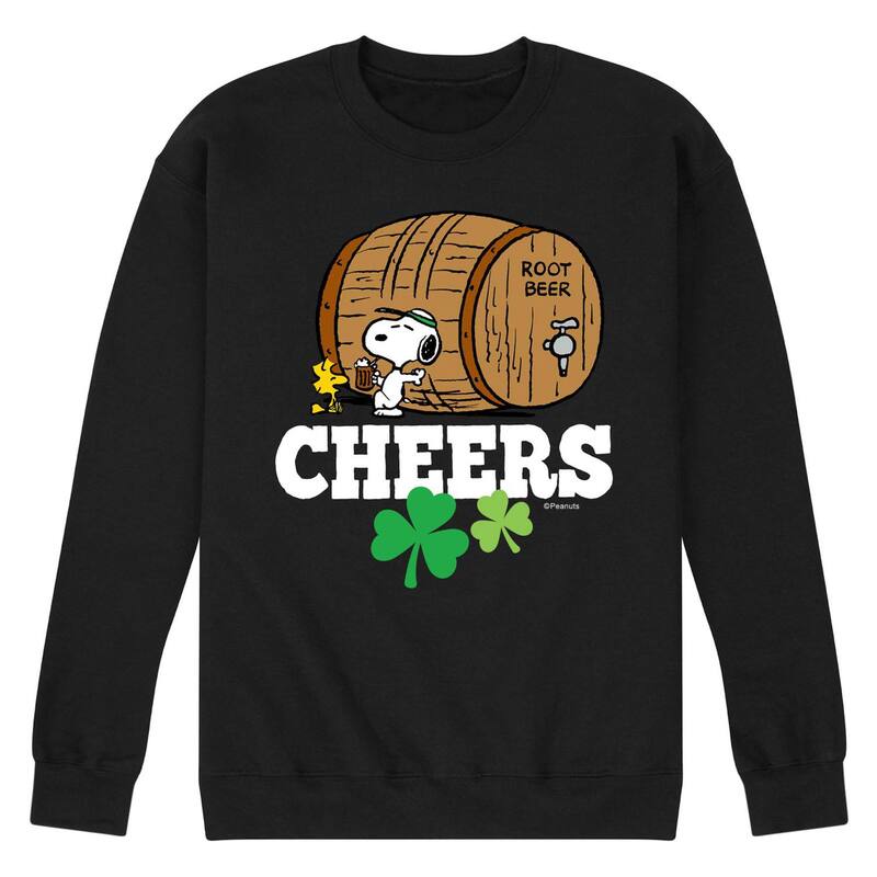 【送料無料】 ライセンス キャラクター メンズ Tシャツ トップス Men's Peanuts Cheers Root Beer Fleece Sweatshirt Black