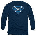 【送料無料】 ライセンス キャラクター メンズ Tシャツ トップス Superman Scottish Shield Long Sleeve Adult T-shirt Navy(4)