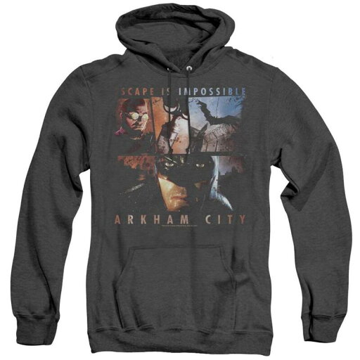 【送料無料】 ライセンス キャラクター メンズ ニット・セーター アウター Batman Arkham City Escape Is Impossible Adult Heather Hoodie Black 【送料無料】 ライセンス キャラクター メンズ ニット・セーター アウター Batman Arkham City Escape Is Impossible Adult Heather Hoodie Black