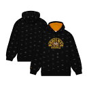【送料無料】 ミッチェル&ネス メンズ Tシャツ トップス Men's Mitchell & Ness Black Boston Bruins 100th Anniversary Allover Print Pullover Hoodie Bsb Black(4)