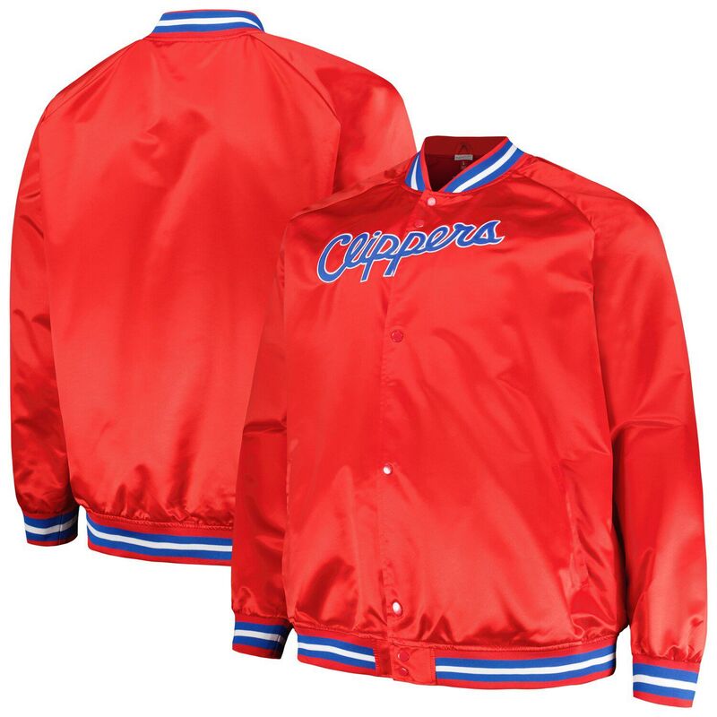 【送料無料】 ミッチェル&ネス メンズ ジャケット・ブルゾン アウター Men's Mitchell & Ness Red LA Clippers Hardwood Classics Throwback Wordmark Raglan Full-Snap Jacket Clp Red