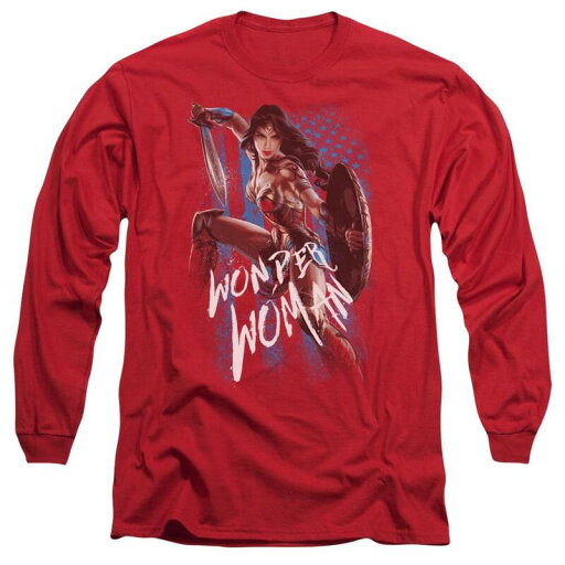 【送料無料】 ライセンス キャラクター メンズ Tシャツ トップス Wonder Woman Movie American Hero Long Sleeve Adult T-shirt Red 【送料無料】 ライセンス キャラクター メンズ Tシャツ トップス Wonder Woman Movie American Hero Long Sleeve Adult T-shirt Red
