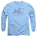 【送料無料】 ライセンス キャラクター メンズ Tシャツ トップス Tom And Jerry Sketchy Long Sleeve Adult T-shirt Carolina Blue(4)