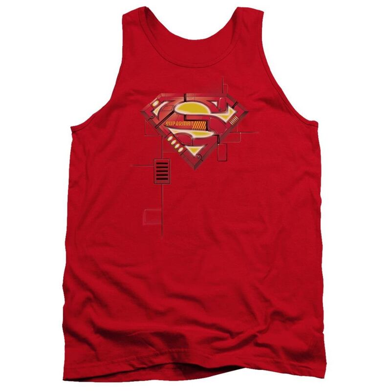 【送料無料】 ライセンス キャラクター メンズ Tシャツ トップス Superman Super Mech Shield Adult Tank Top Red