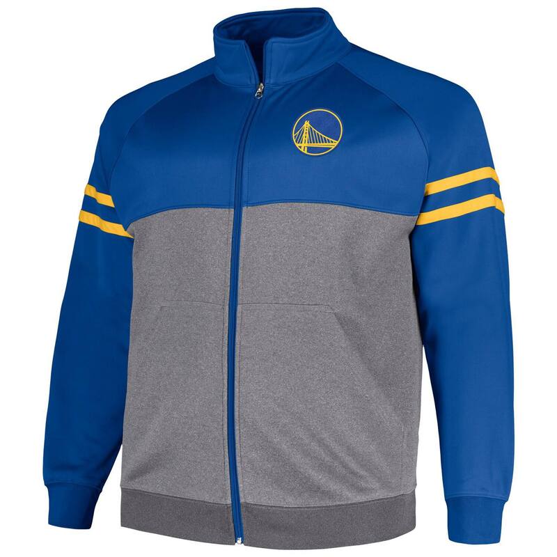 【送料無料】 アンブランデッド メンズ ジャケット・ブルゾン アウター Men's Fanatics Branded Royal/Heather Gray Golden State Warriors Big & Tall Pieced Stripe Raglan Full-Zip Track Jacket War Blue