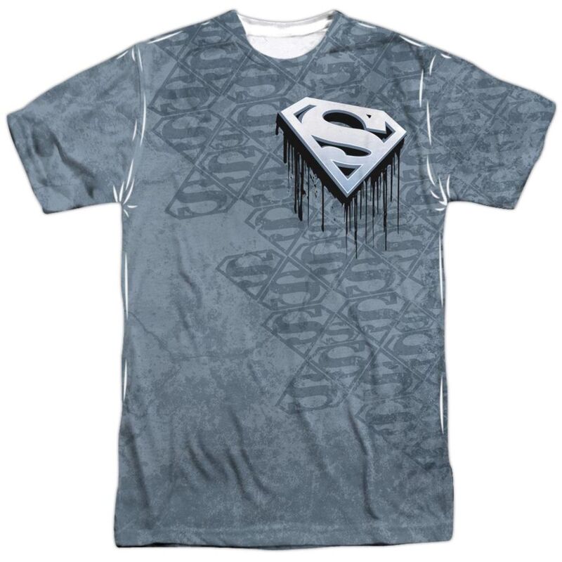 【送料無料】 ライセンス キャラクター メンズ Tシャツ トップス Superman Drip And Repeat Short Sleeve Adult 100% Poly Crew T-shirt White