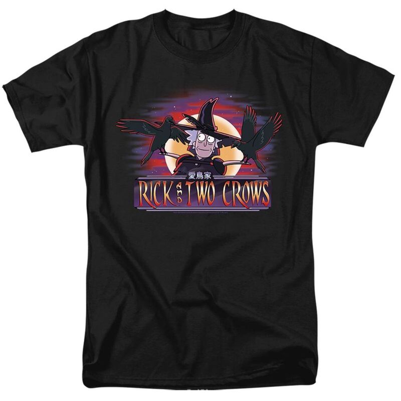 【送料無料】 ライセンス キャラクター メンズ Tシャツ トップス Rick And Morty Rick And Two Crows Short Sleeve Adult T-shirt Black