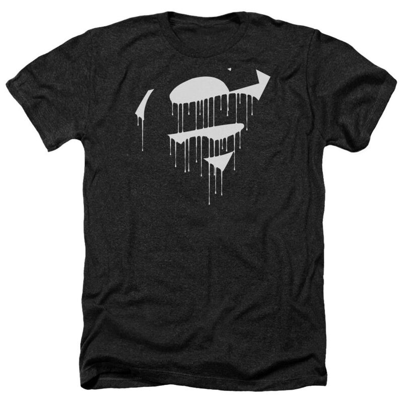 【送料無料】 ライセンス キャラクター メンズ Tシャツ トップス Superman Dripping Shield Adult Heather T-shirt Black