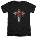 【送料無料】 ライセンス キャラクター メンズ Tシャツ トップス Superman Gothic Steel Logo Short Sleeve Adult V Neck T-shirt Black(4)